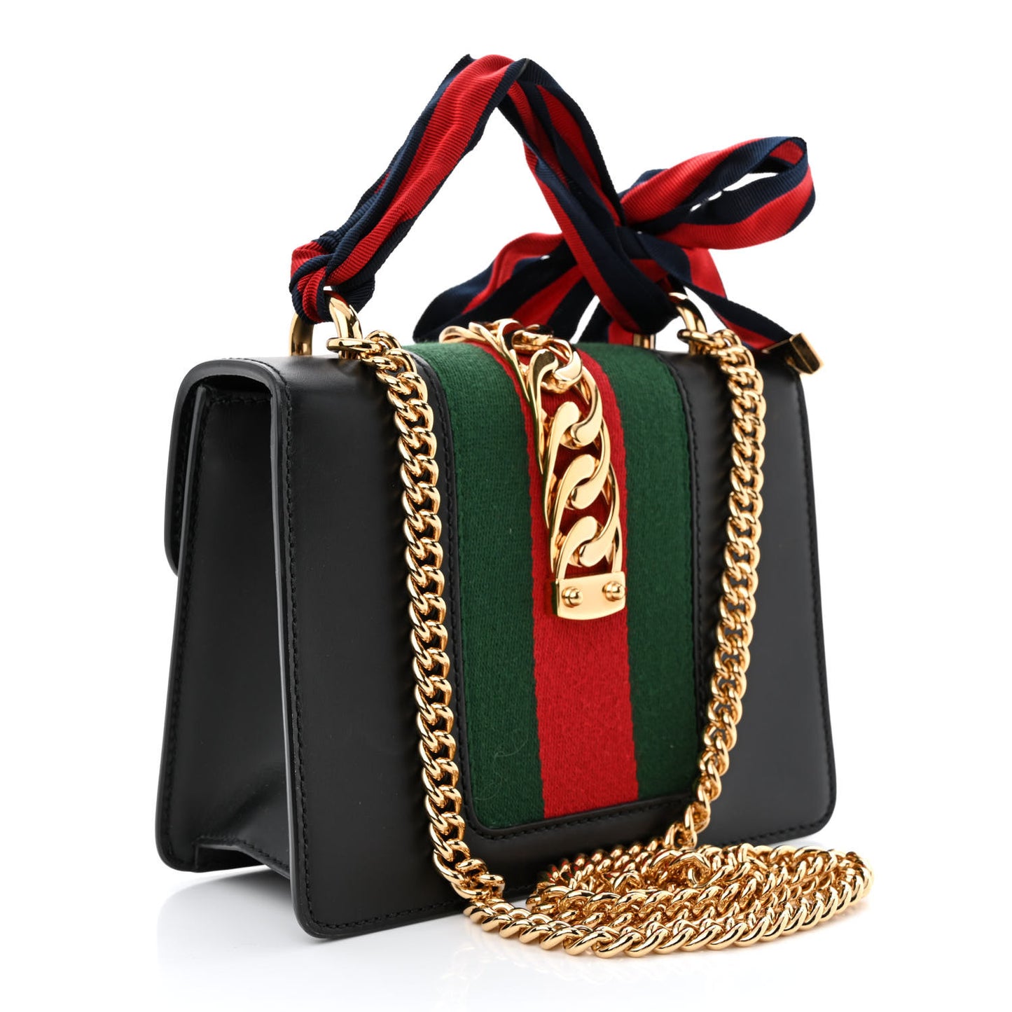Calfskin Mini Sylvie Chain Shoulder Bag Black