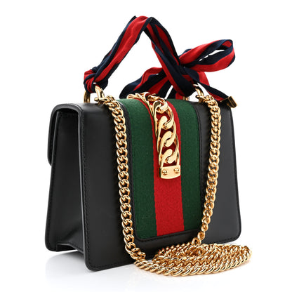 Gucci Calfskin Mini Sylvie Chain Shoulder Bag Black 3 of 12