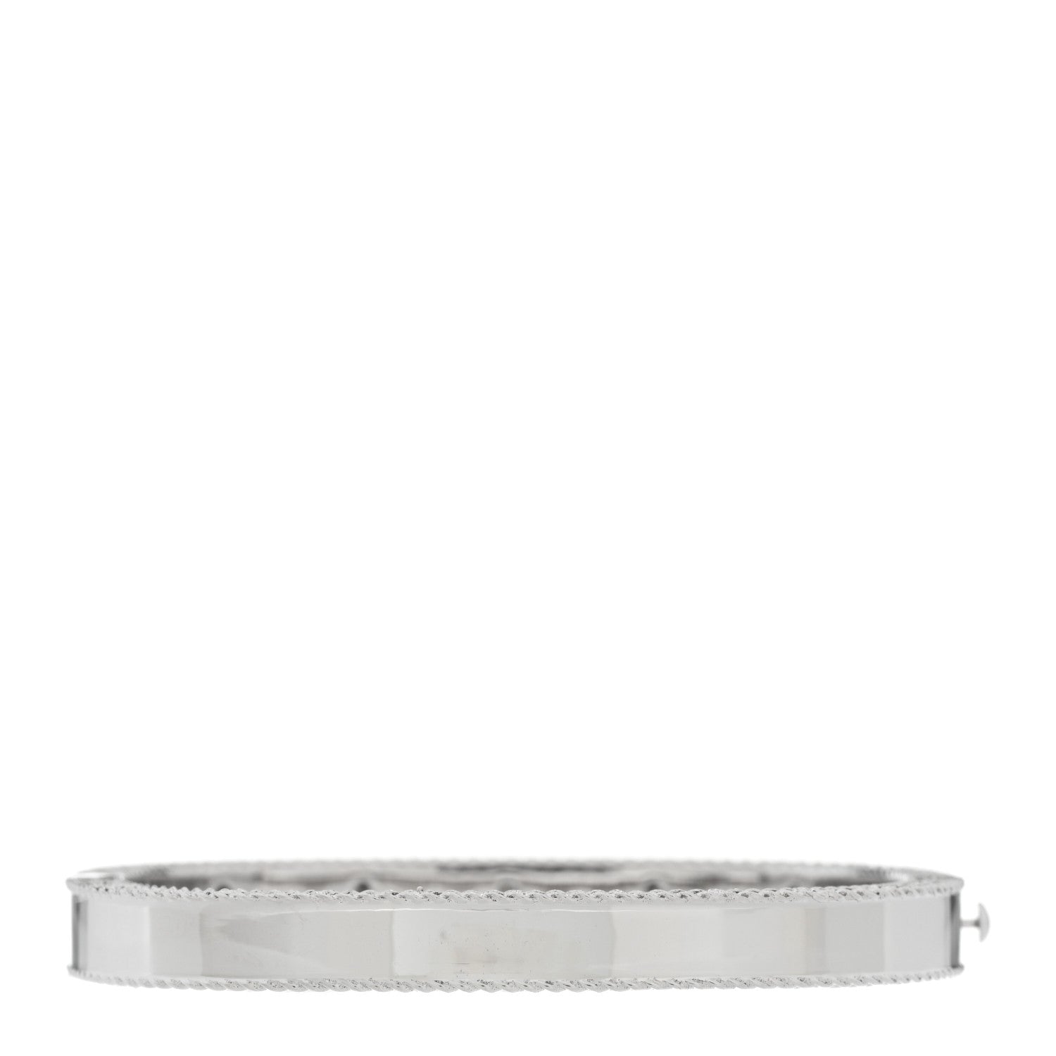 Roberto Coin 18K White Gold Diamond Black Diamond Fleur De Lis Bangle Bracelet 2 of 4