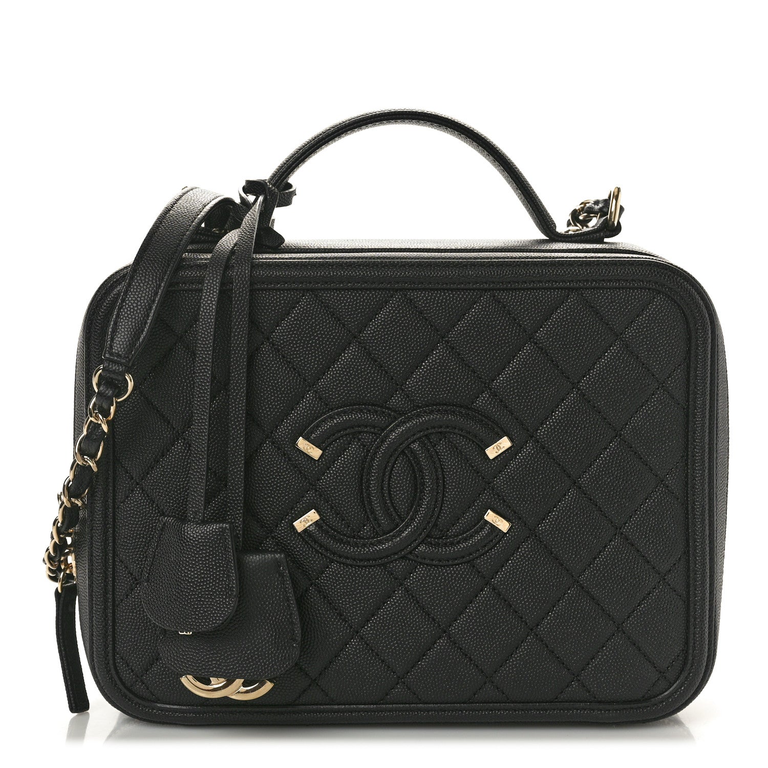 Chanel Caviar Quilted Large CC Filigree Vanity Case Black 1 of 13