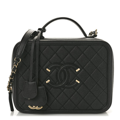 Chanel Caviar Quilted Large CC Filigree Vanity Case Black 1 of 13