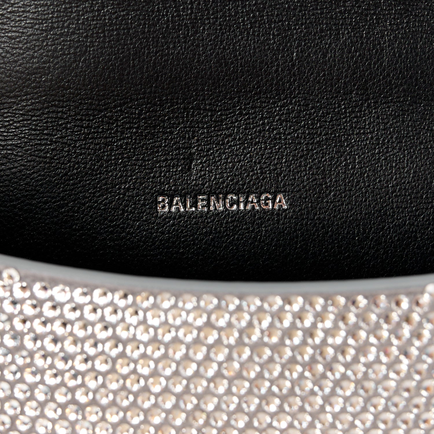 Balenciaga Strass Suede Hourglass Top Handle Bag XS Smoke Grey Crystal 6 of 12