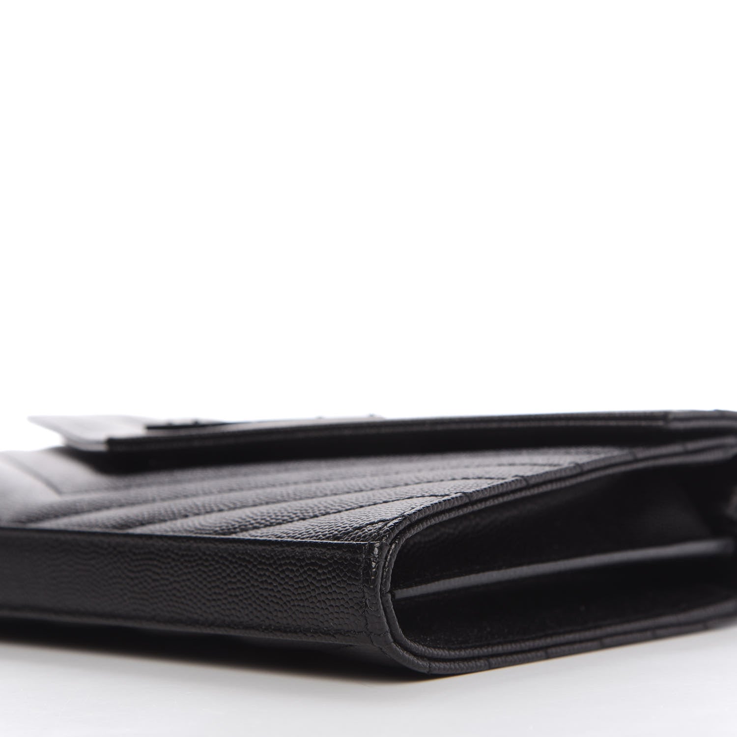 Saint Laurent Grain De Poudre Matelasse Chevron Monogram Chain Wallet Black 7 of 10
