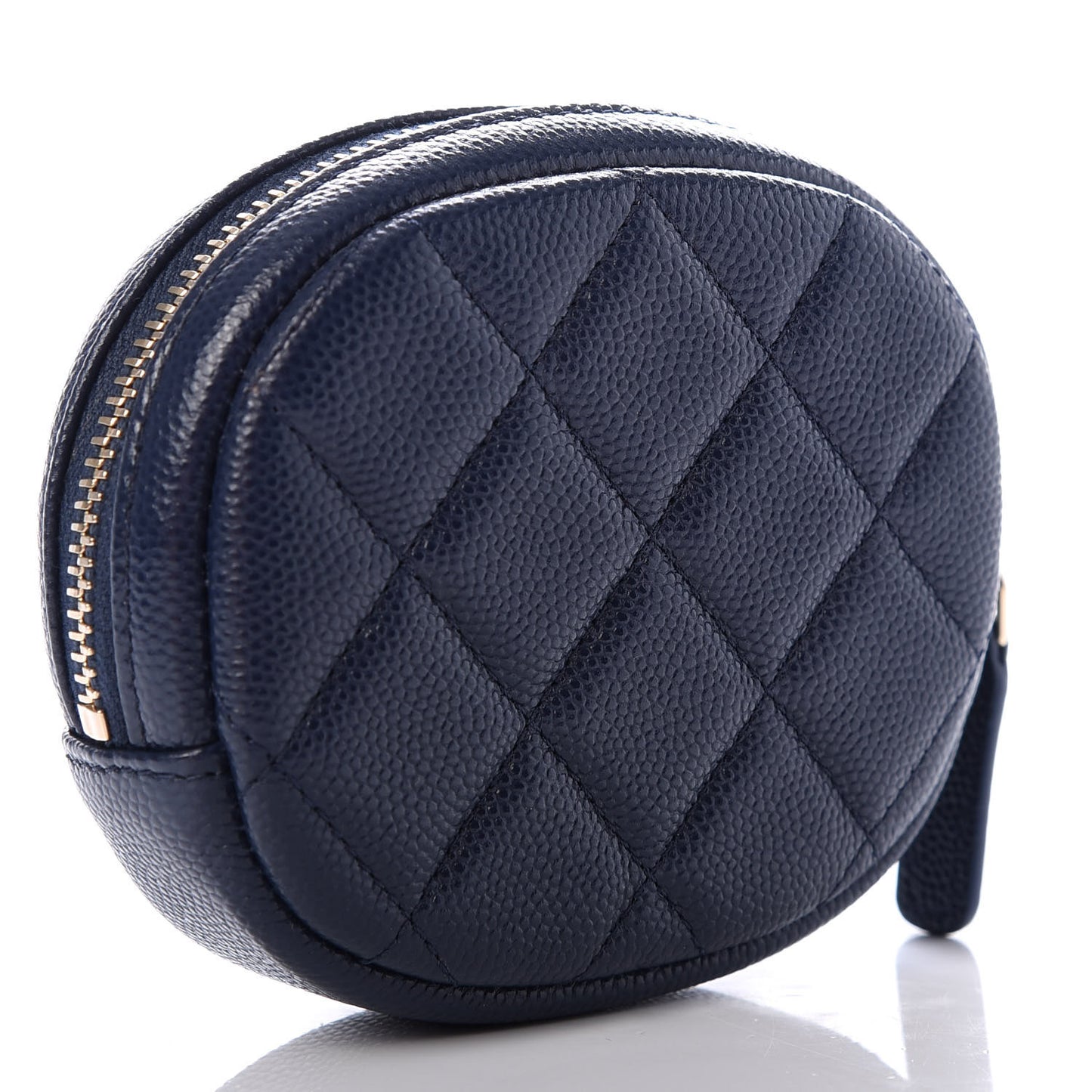 Caviar Quilted Zip Around Classic Coin Purse Navy Blue