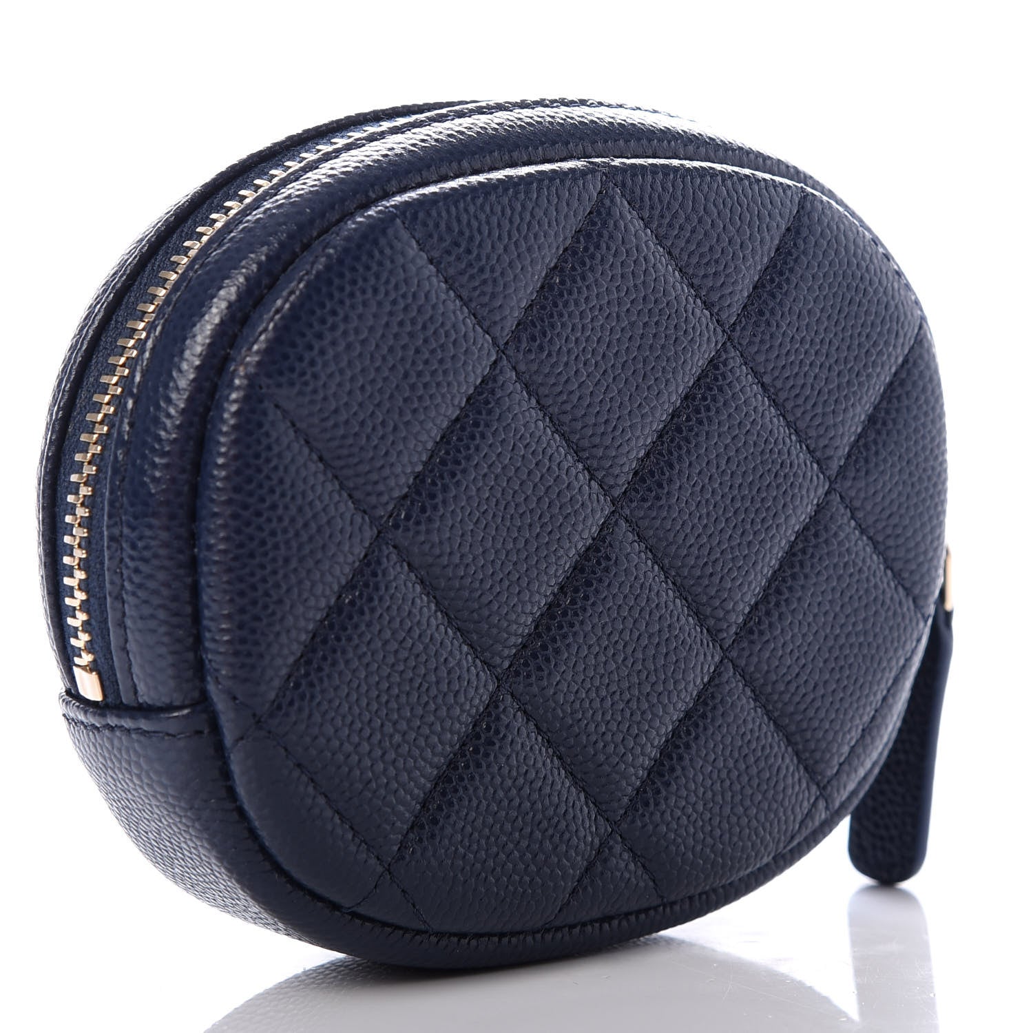 Chanel Caviar Quilted Zip Around Classic Coin Purse Navy Blue 3 of 8