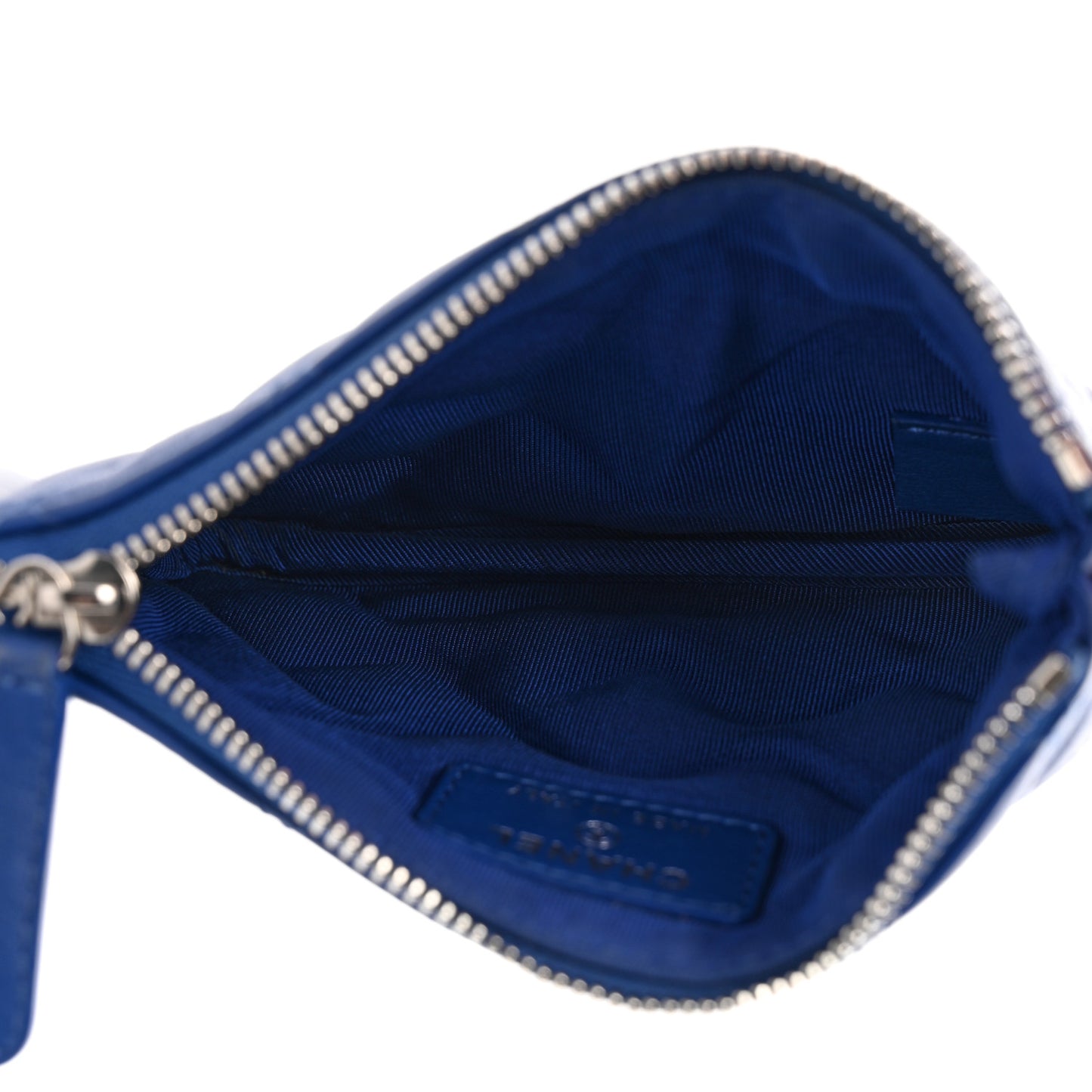 Lambskin Quilted Small Cosmetic Case Blue