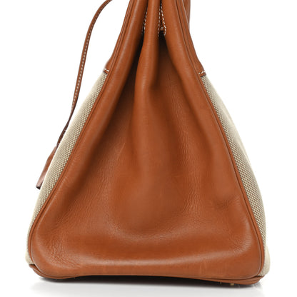 Hermes Toile Natural Barenia Flag Birkin 35 Fauve 14 of 17
