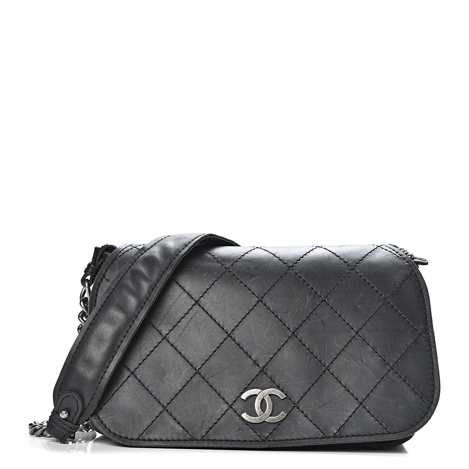 Chanel Calfskin Stitched Small Highlander Messenger Black 1 of 20