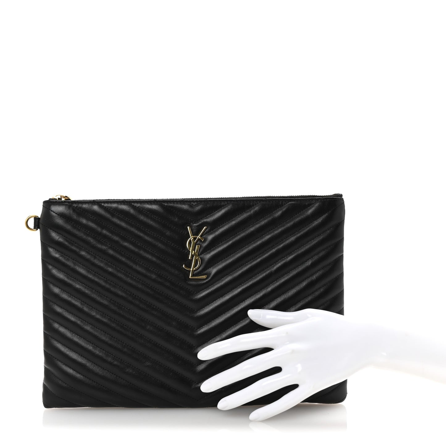 Calfskin Matelasse Monogram Cassandre Tablet Pouch Black