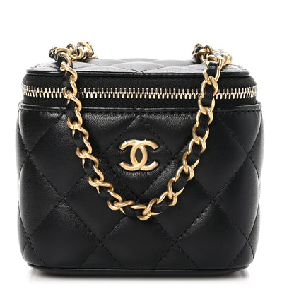 Chanel Lambskin Quilted Mini Pearl Crush Vanity Case With Chain Black 1 of 12