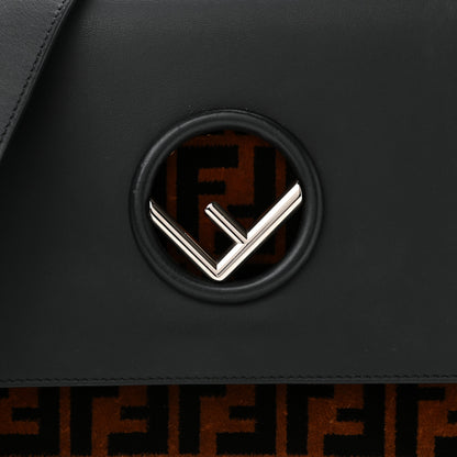 Fendi Vitello Century Velvet F is Fendi FF Kan I Shoulder Bag Black Tobacco 7 of 12