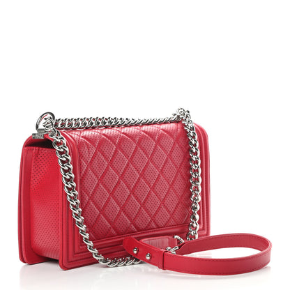Chanel Perforated Lambskin Quilted New Medium Boy Flap Dark Pink 4 of 16