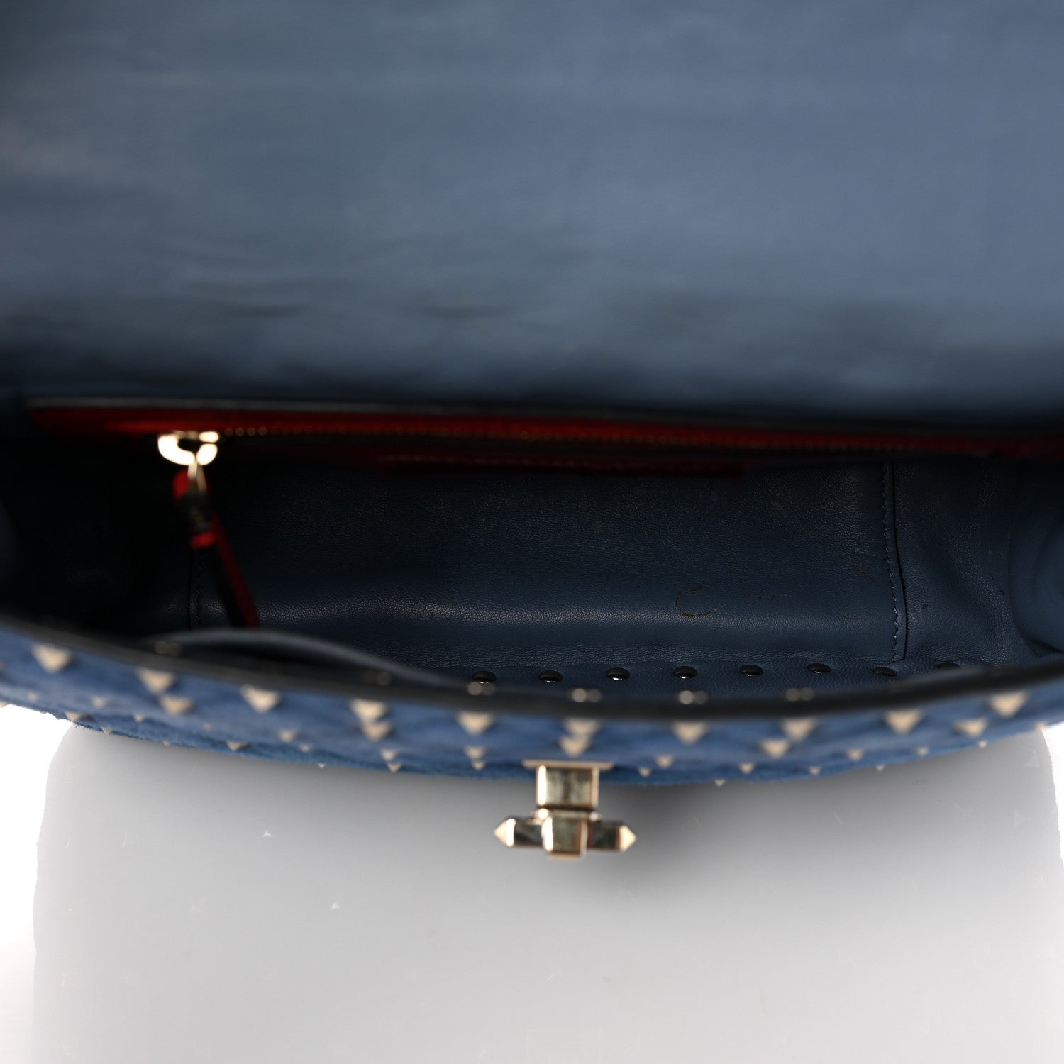 Valentino Garavani Suede Medium Rockstud Spike Shoulder Bag Blue 5 of 8