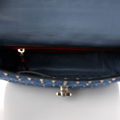 Valentino Garavani Suede Medium Rockstud Spike Shoulder Bag Blue 5 of 8