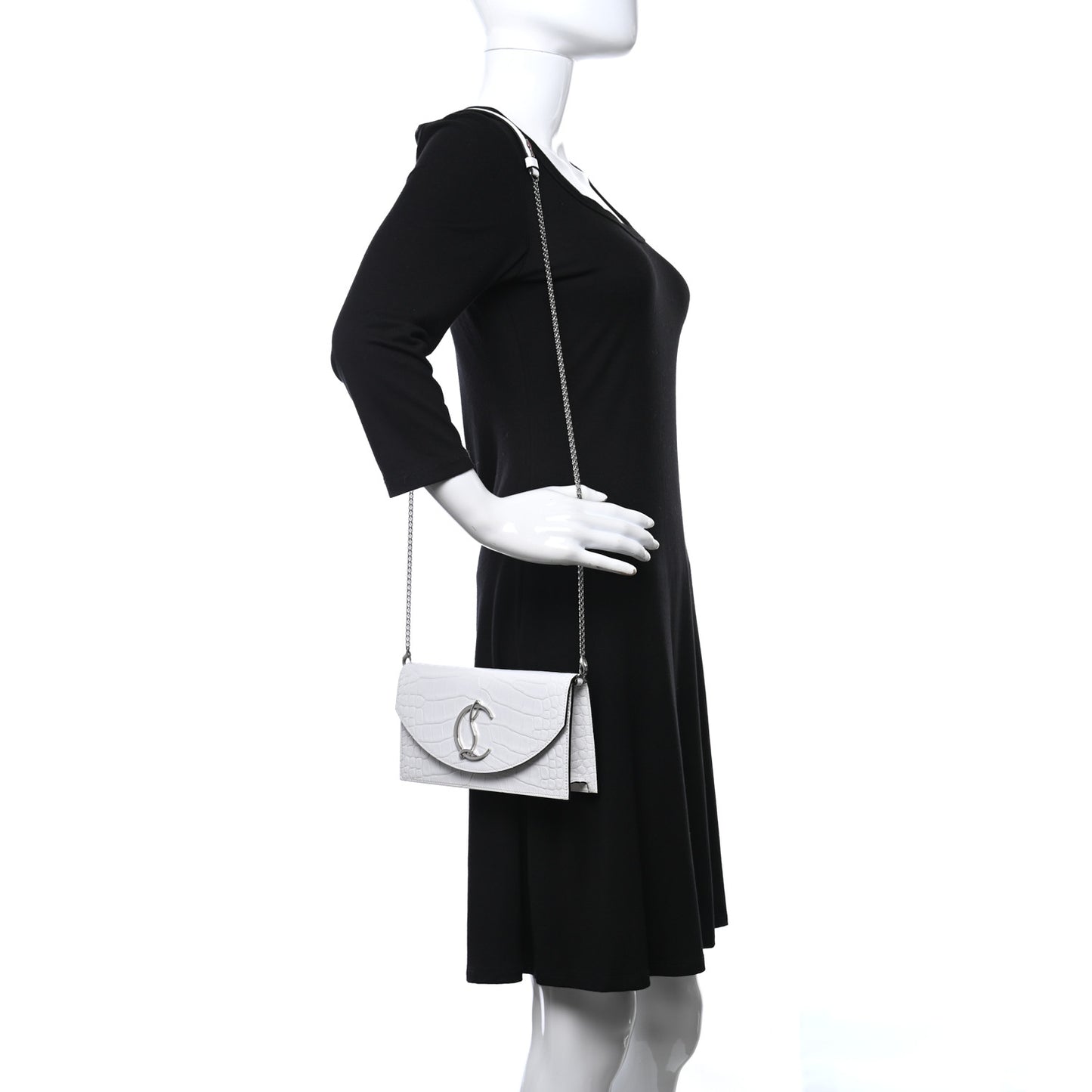 Calfskin Alligator Embossed Elisa Baguette Bianco