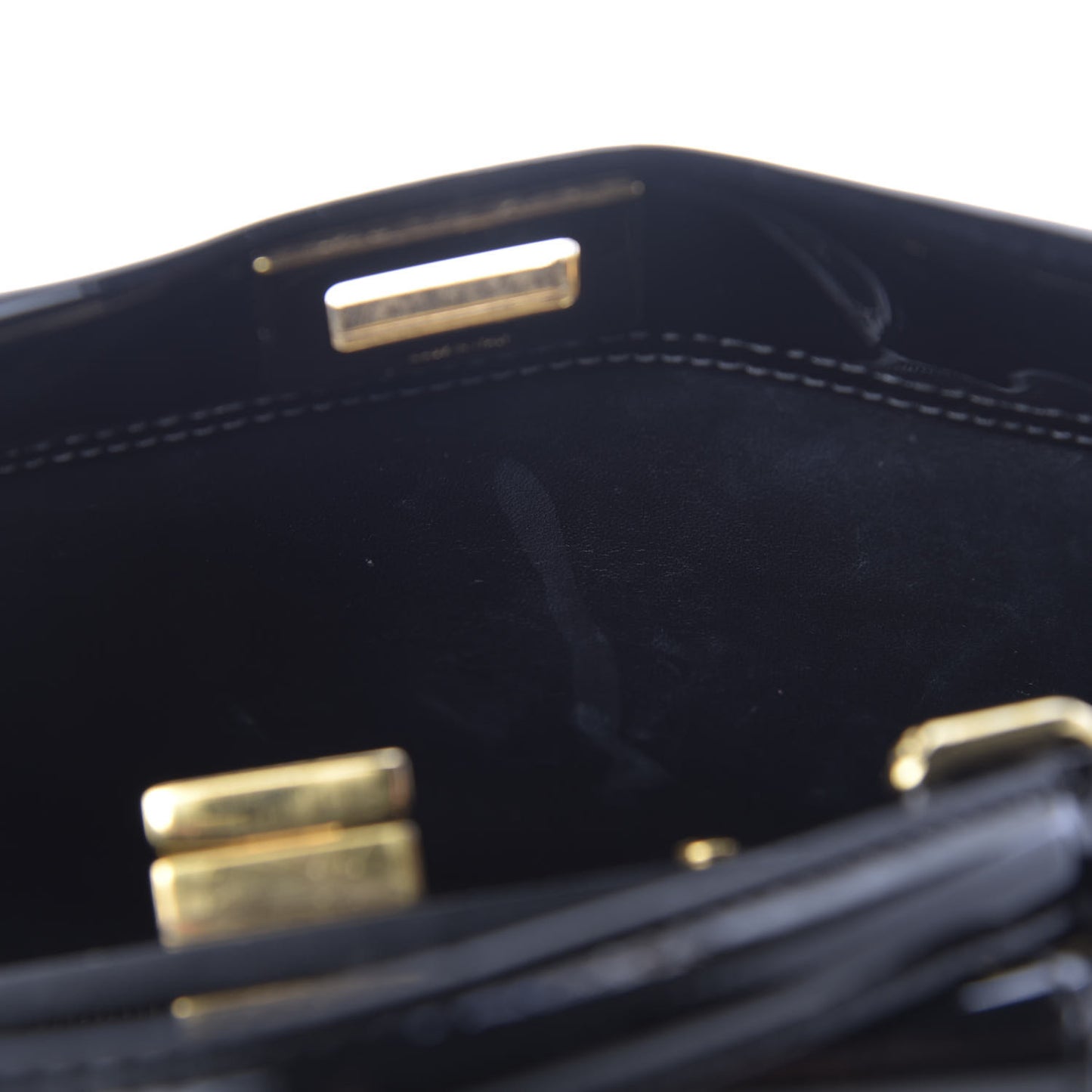 Vitello Vernice Mou Mini Peekaboo Iconic Satchel Black