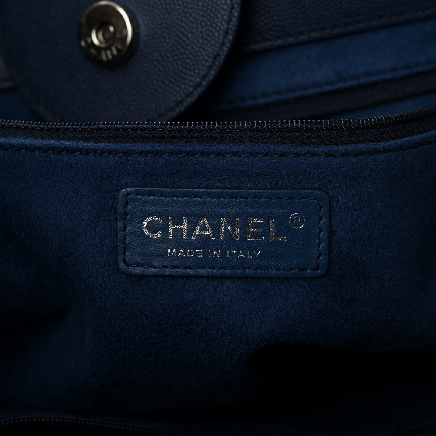 Caviar Medium Studded Deauville Tote Navy