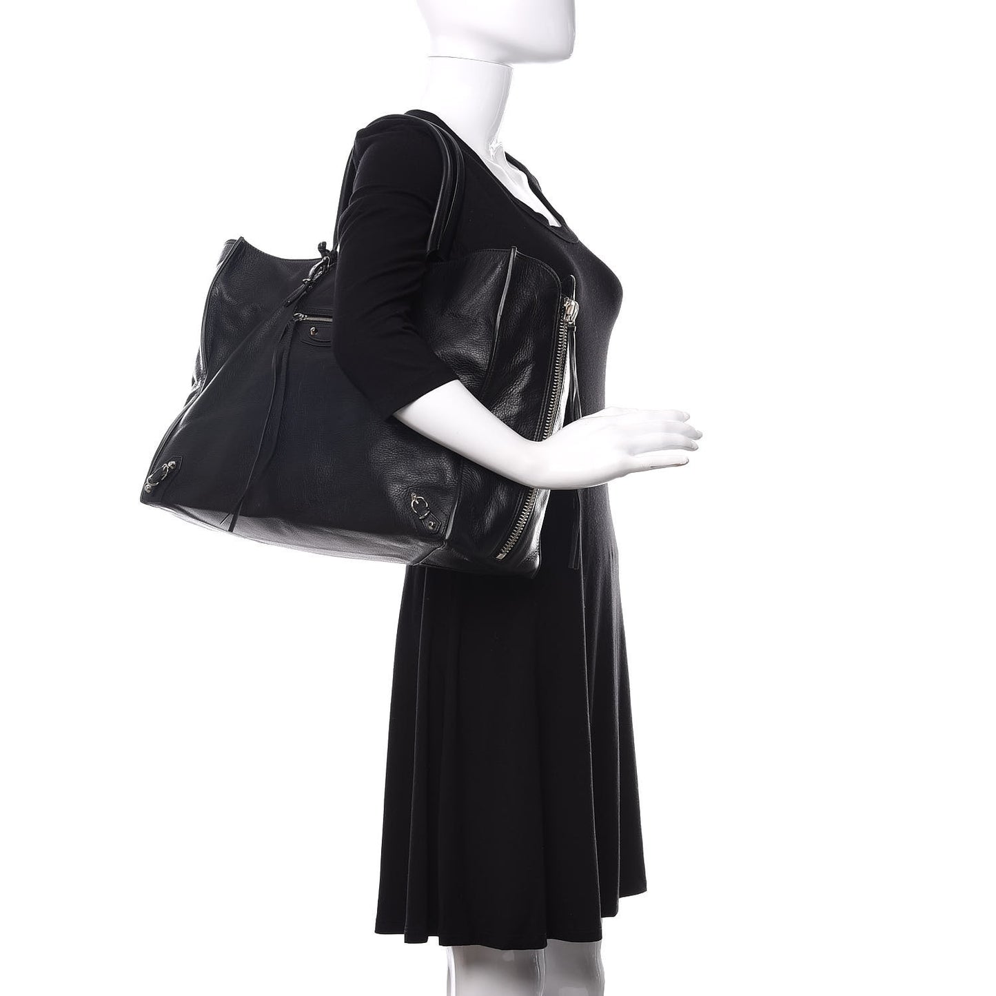 Supple Calfskin Papier A4 Zip Around Tote Black