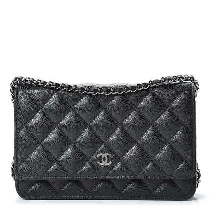 Chanel Iridescent Caviar Quilted Wallet On Chain WOC Black 1 of 14