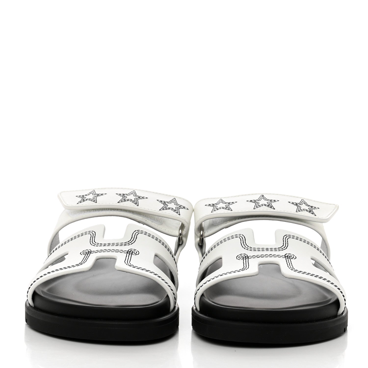 Hermes Calfskin Stars Womens Chypre Sandals 35 White 2 of 9