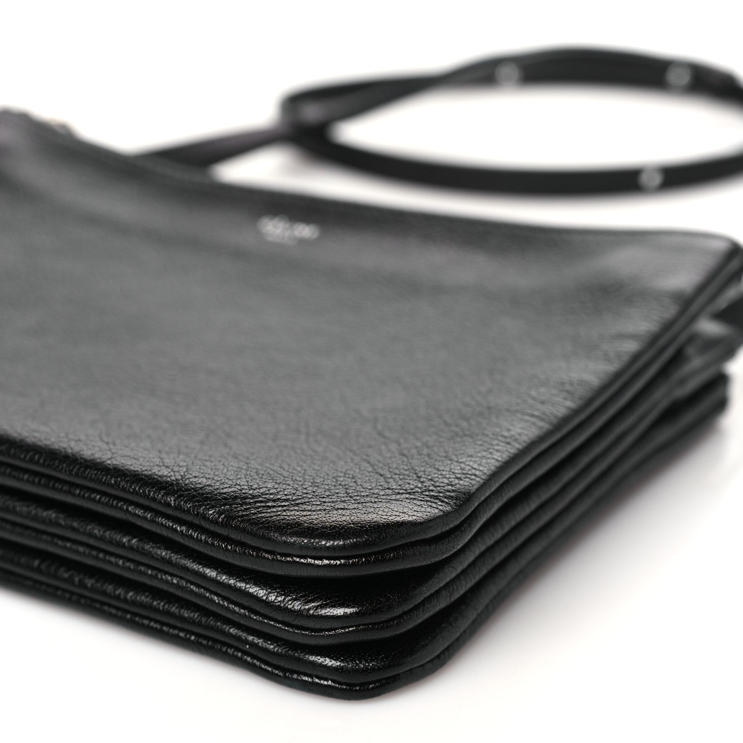 Celine Shiny Textured Calfskin Trio Crossbody Bag Black 11 of 12