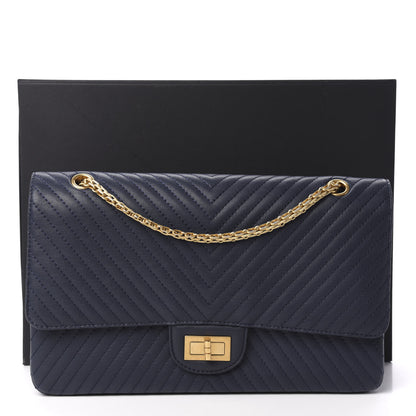 Chanel Sheepskin Chevron Quilted 2.55 Reissue 227 Flap Navy Blue 12 of 12
