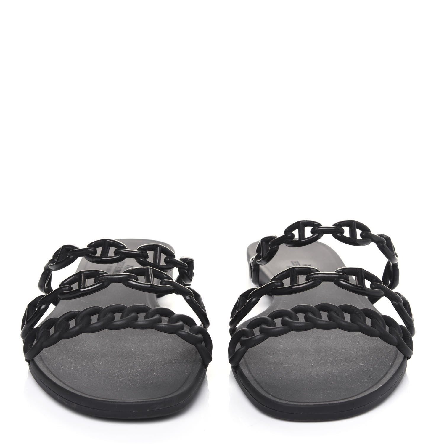 Hermes Rubber Chaine d'Ancre Rivage Sandals 37 Black 2 of 10