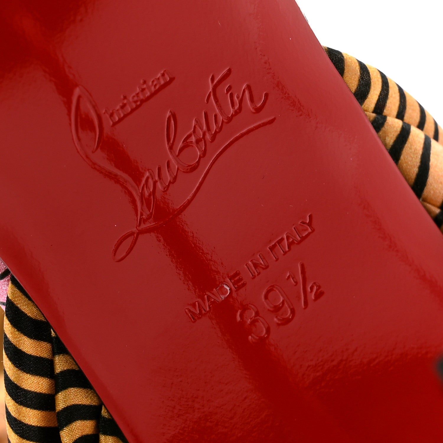 Christian Louboutin Satin Sandale Du Desert Stripe 100 Sandal 39.5 Pink Orange Multi 7 of 8