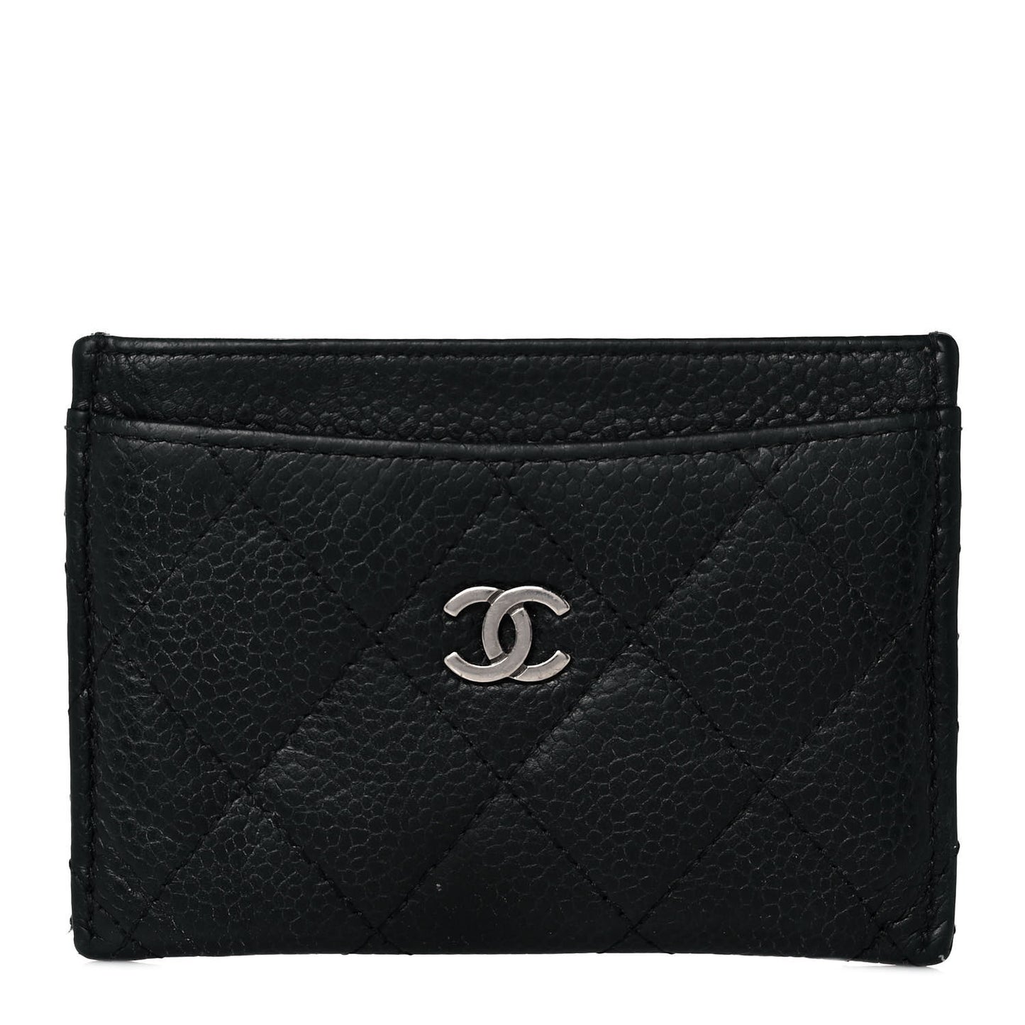 Caviar Quilted Card Holder Black