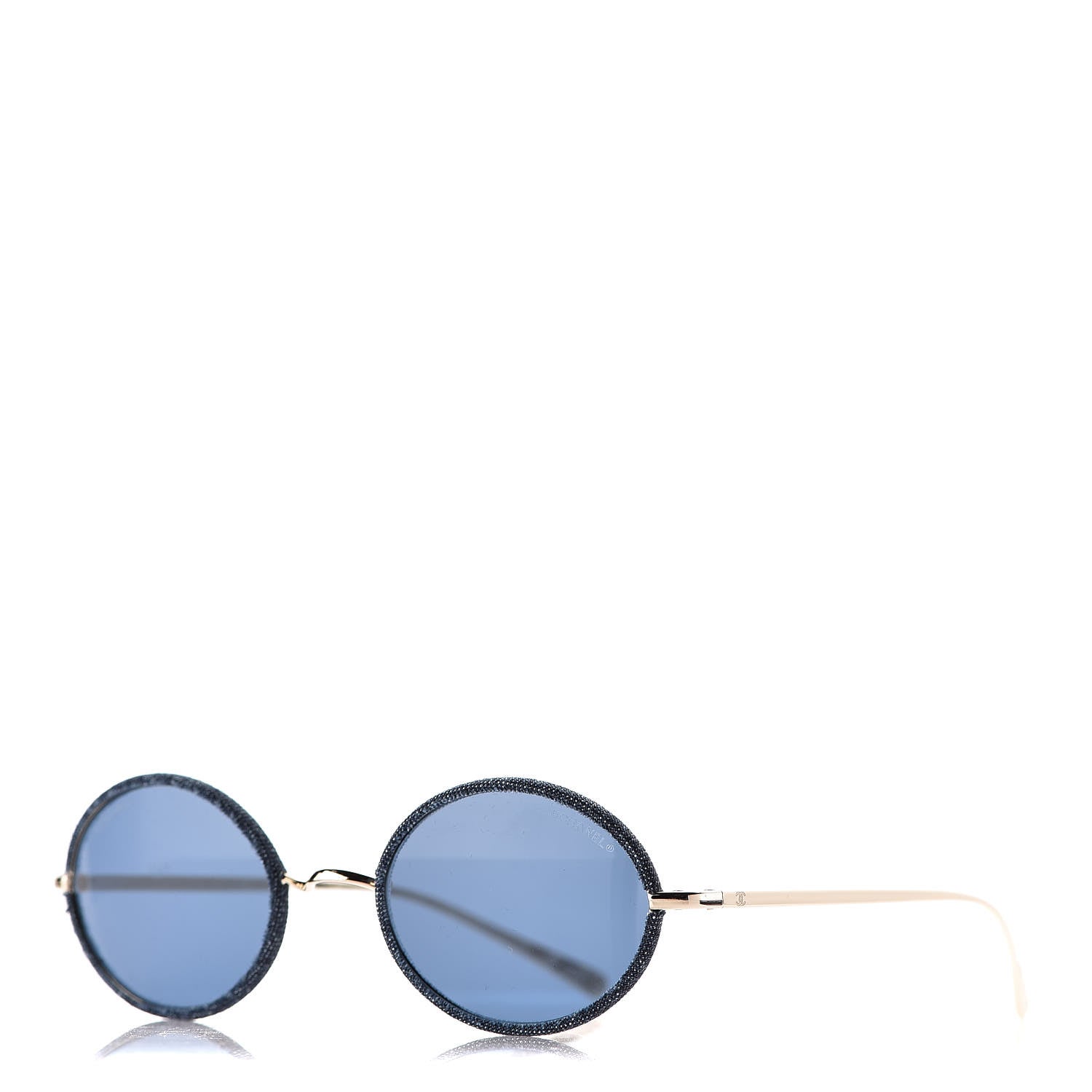 Chanel Metal Denim Oval Sunglasses 4248-J Gold Dark Blue 1 of 9