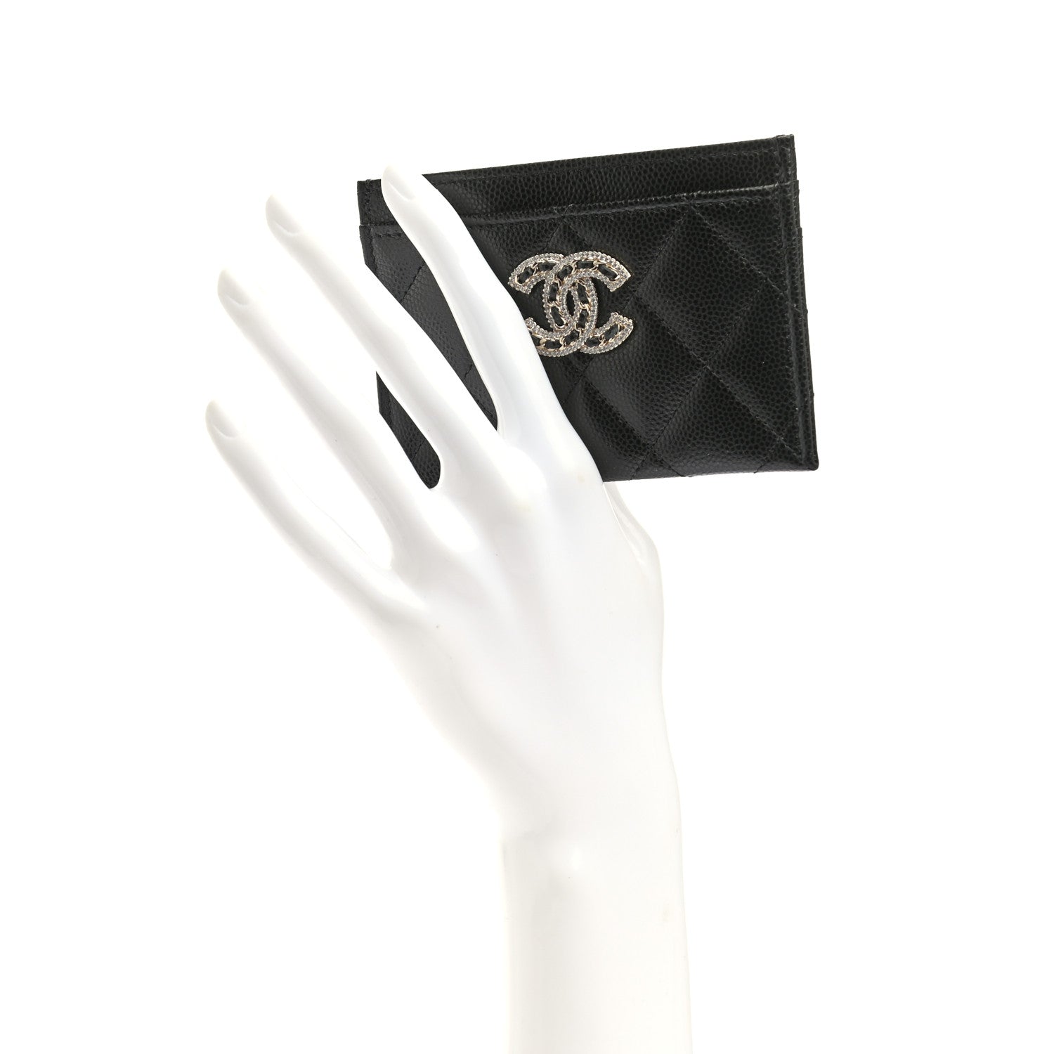 Chanel Caviar Quilted Crystal Card Holder Black 2 of 9