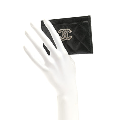 Chanel Caviar Quilted Crystal Card Holder Black 2 of 9