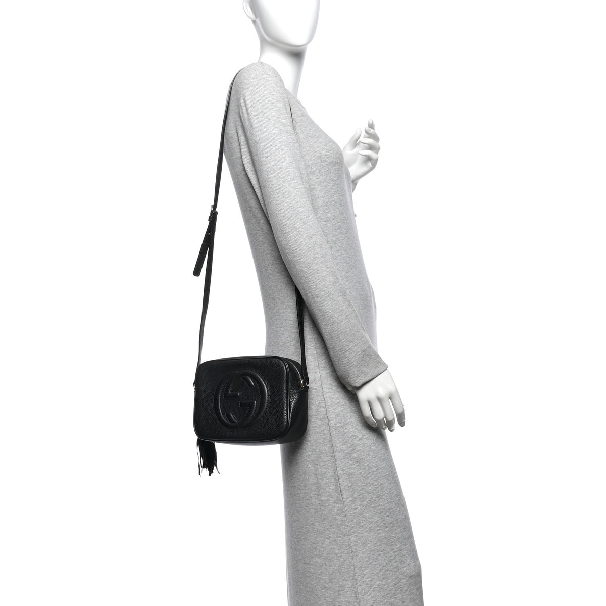 Pebbled Calfskin Small Soho Disco Bag Black