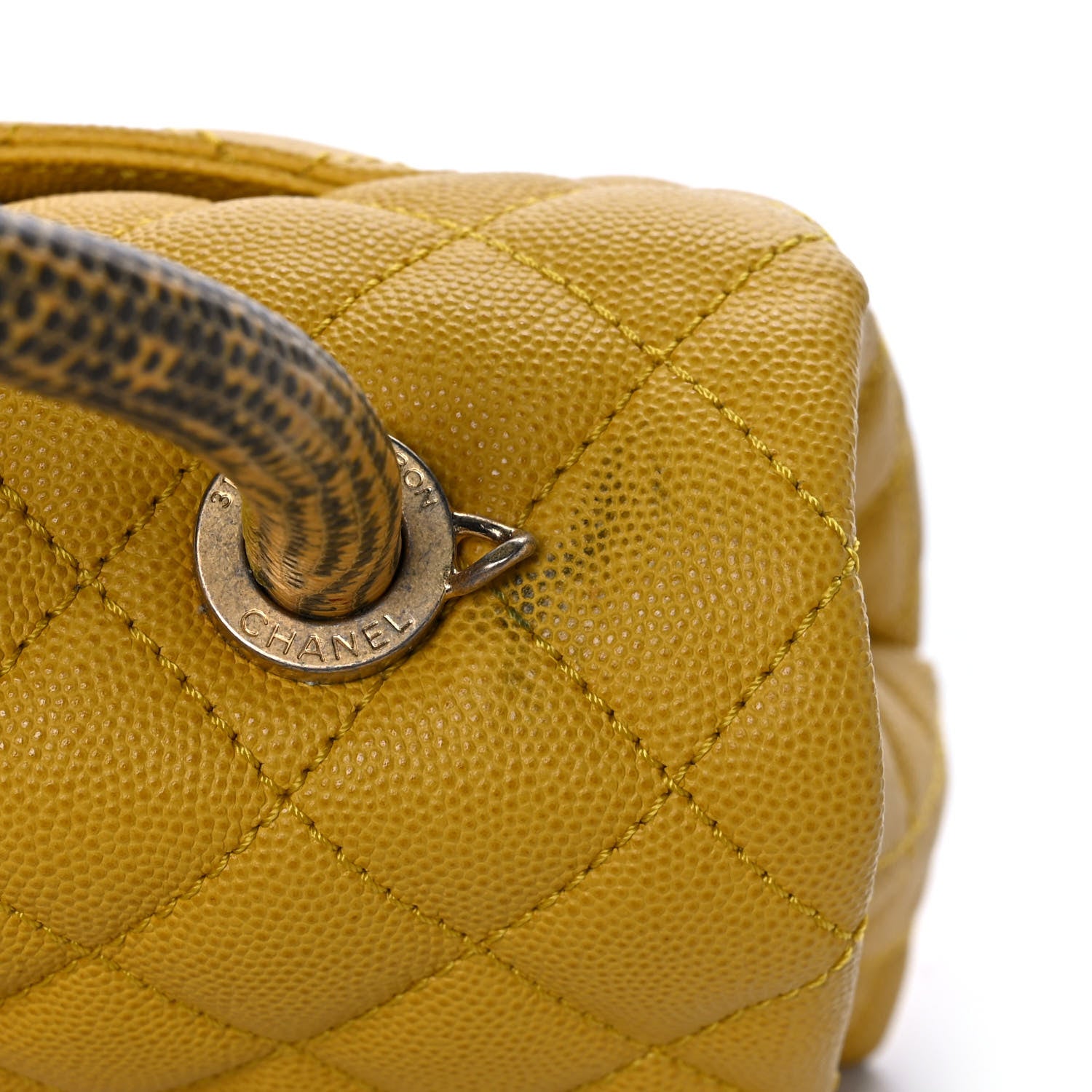Chanel Caviar Lizard Mini Coco Handle Flap Yellow 15 of 16