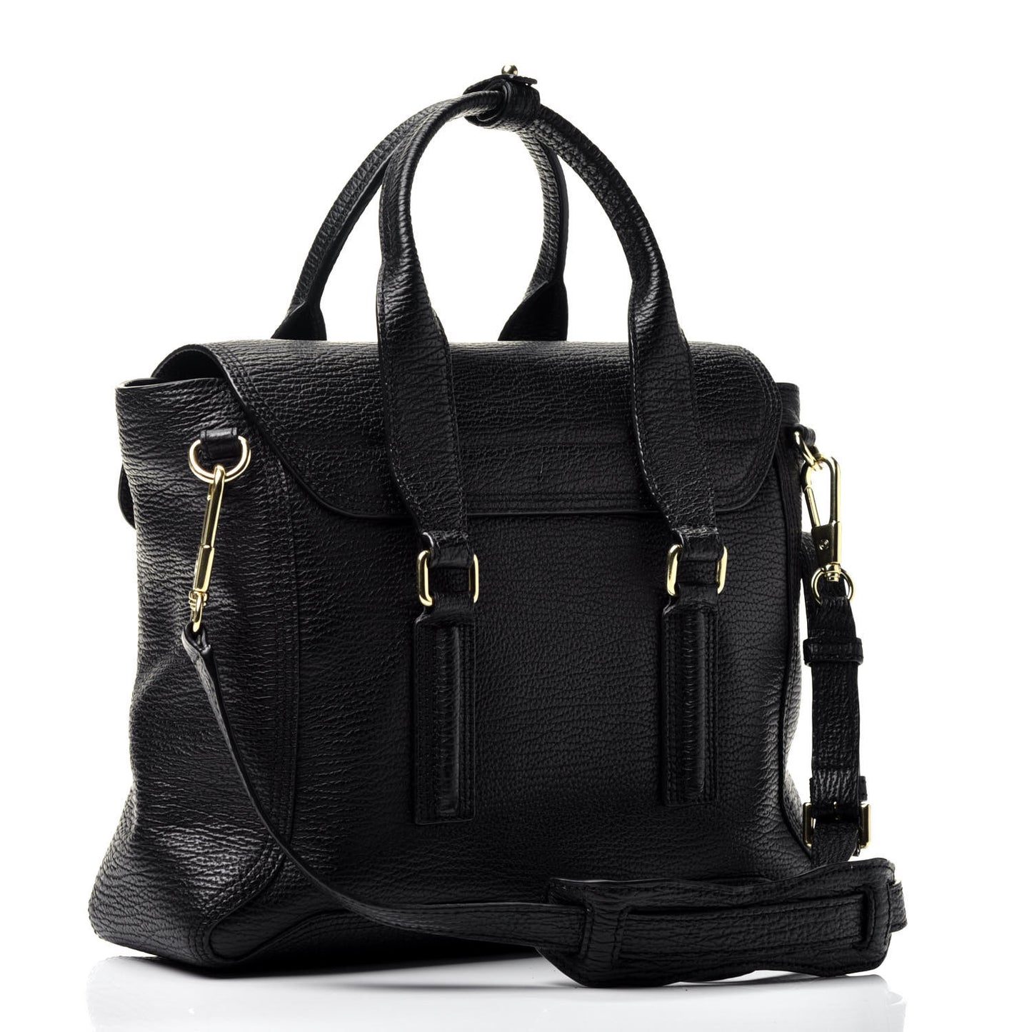 Textured Calfskin Medium Pashli Satchel Black