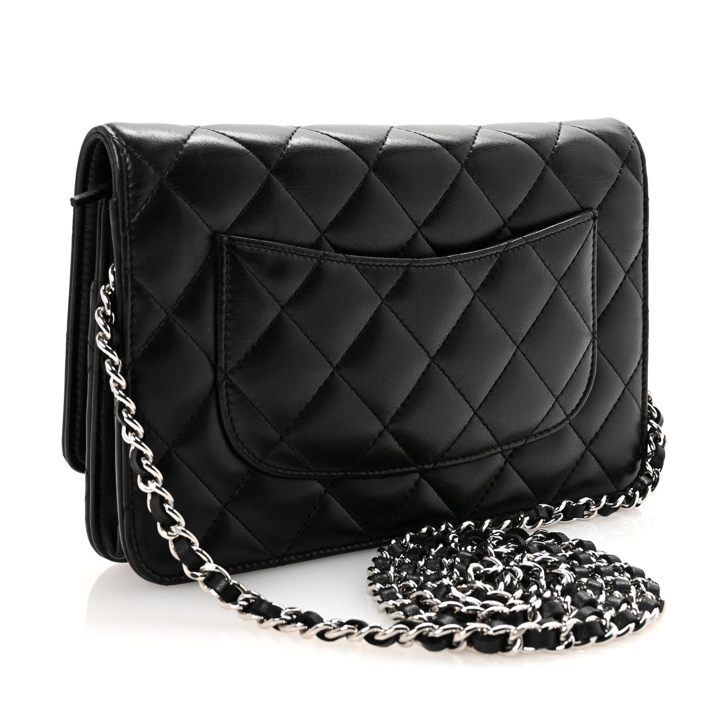Lambskin Quilted Wallet On Chain WOC Black