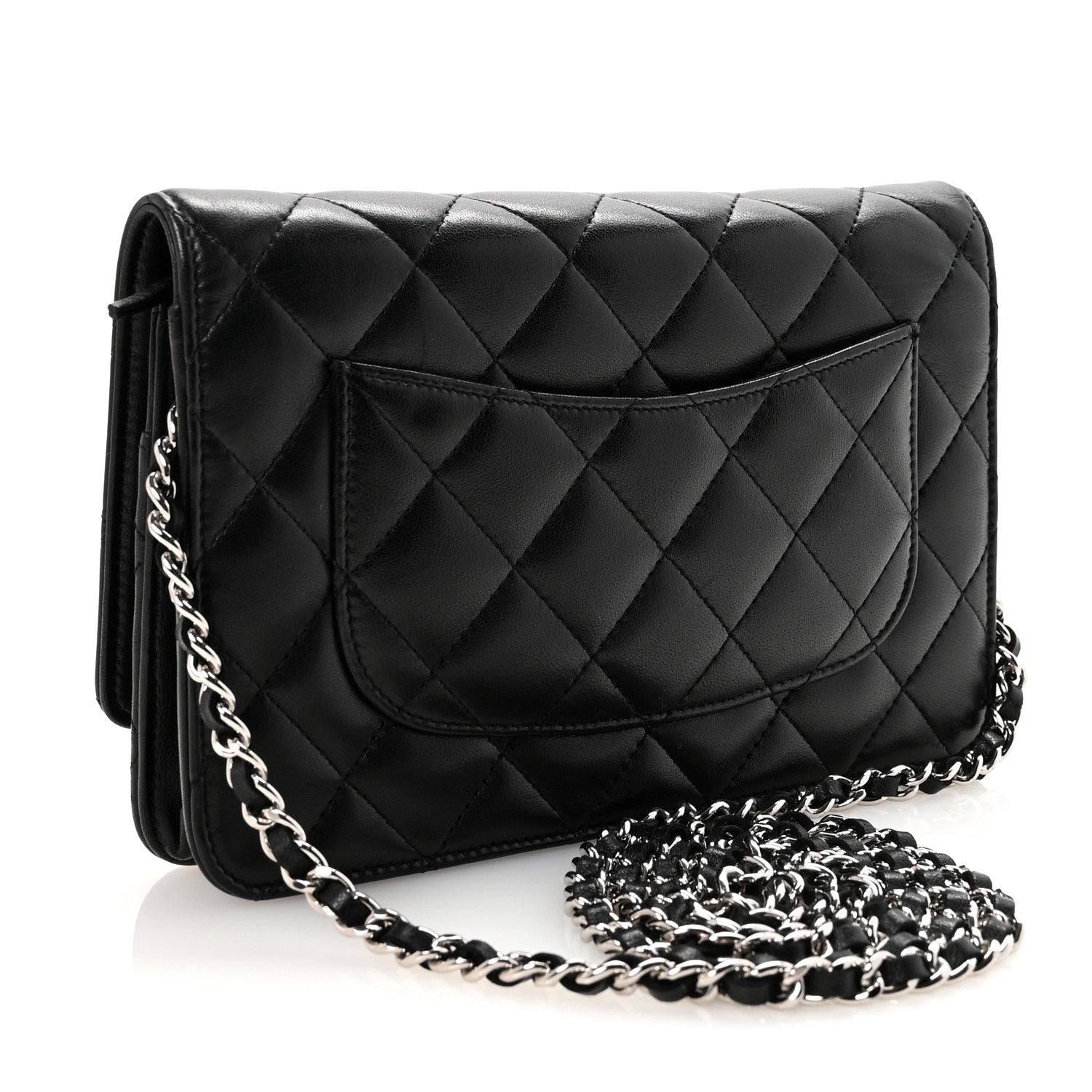 Chanel Lambskin Quilted Wallet On Chain WOC Black 3 of 11