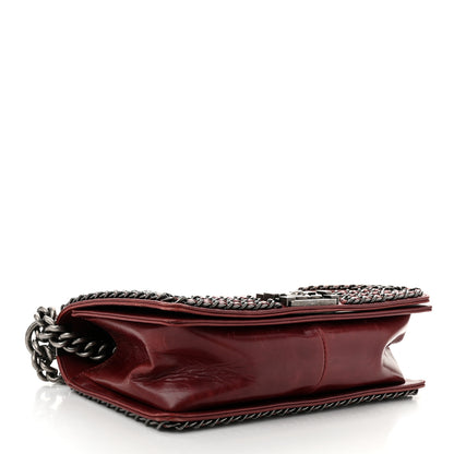 Chanel Glazed Calfskin Quilted Medium Boy Chained Flap Bordeaux 4 of 11