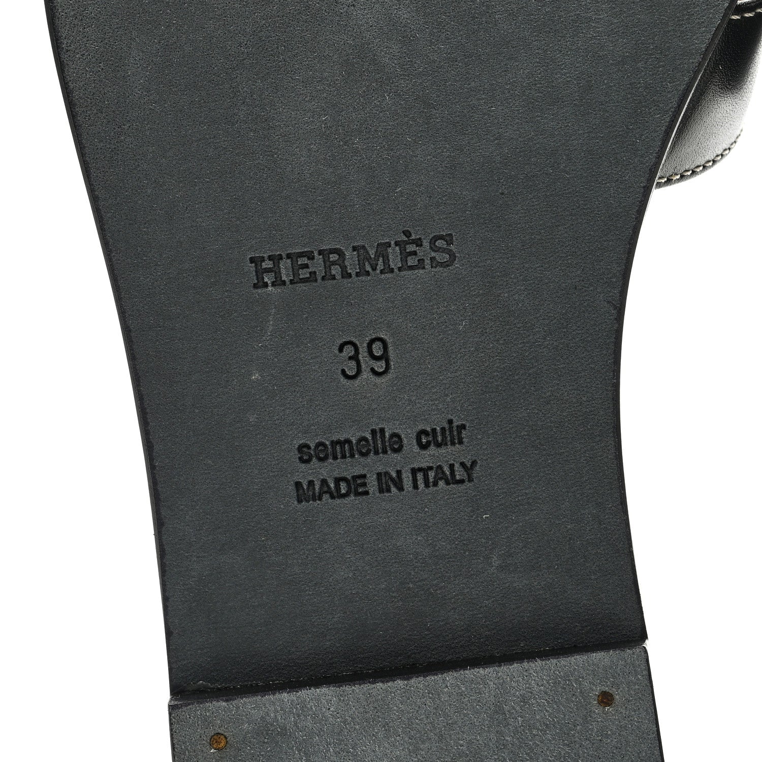 Hermes Box Calfskin Oran Sandals 39 Black 6 of 7