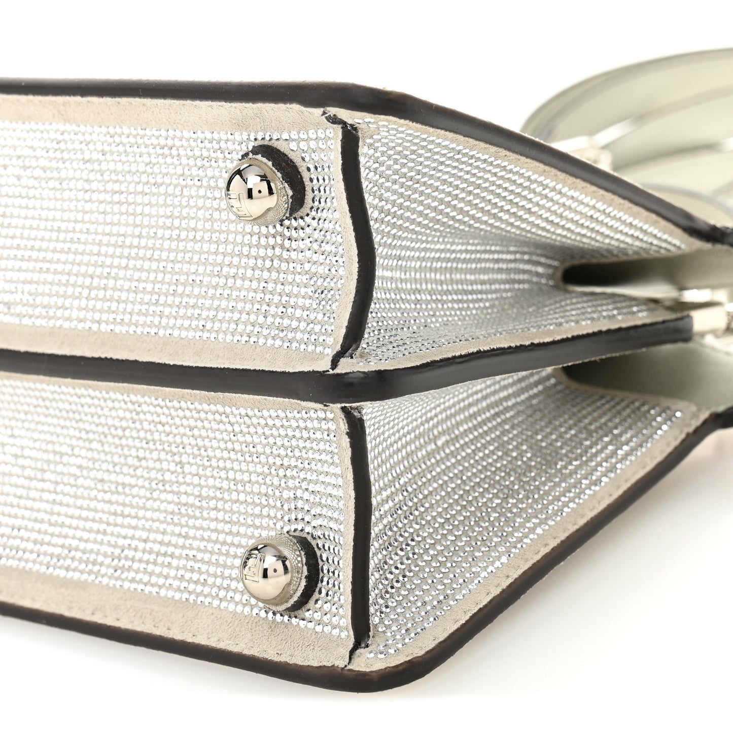 Iridescent Crystal Vitello Laminato Suede FF Petite Peekaboo I SEE U Satchel Cappuccino