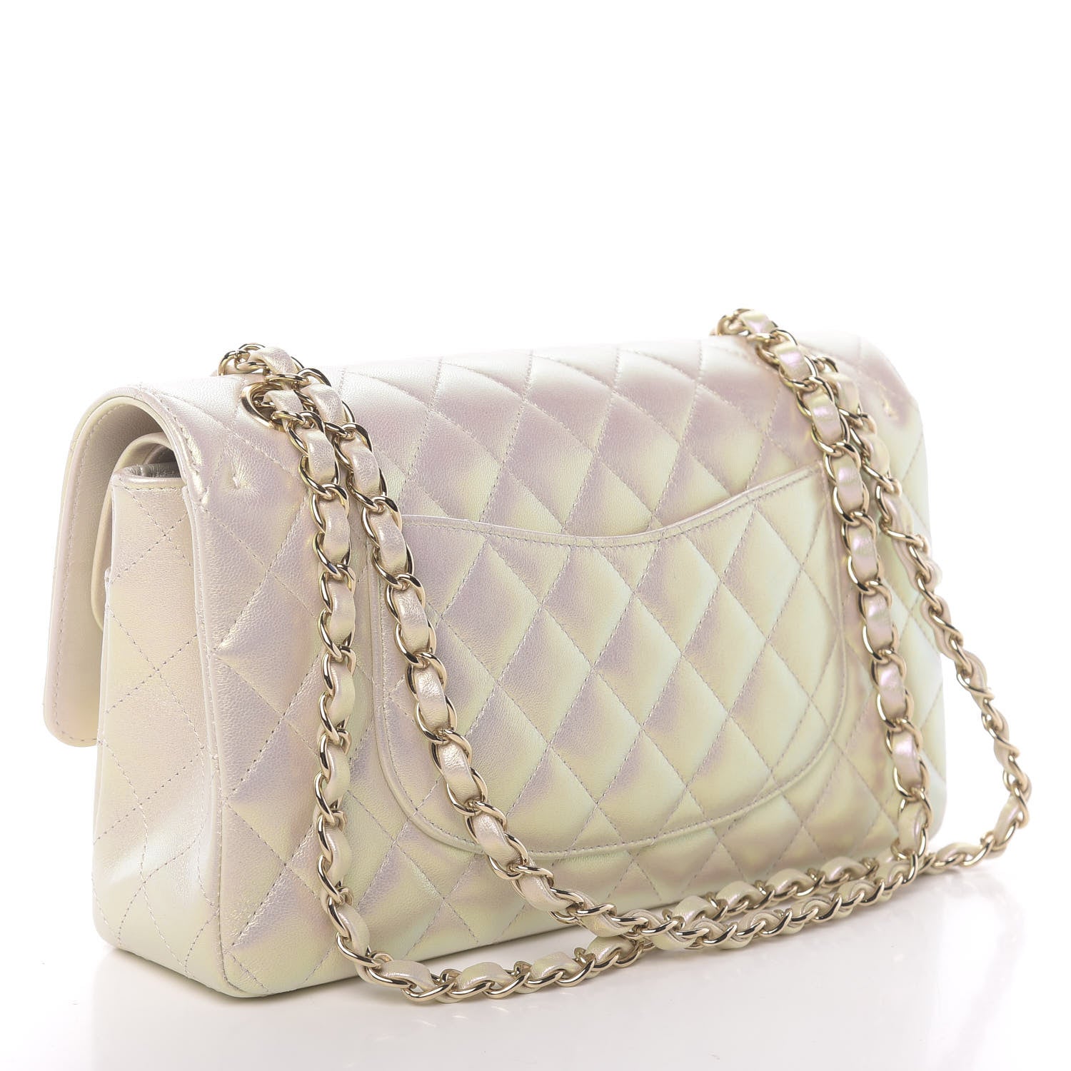 Chanel Iridescent Lambskin Quilted Medium Double Flap Ivory 3 of 10