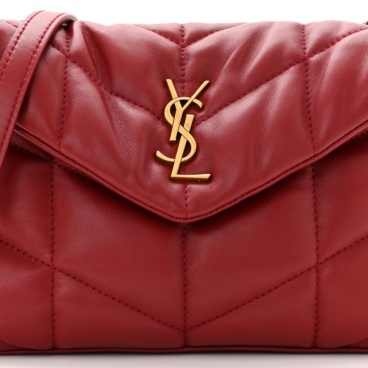 Lambskin Quilted Toy Loulou Puffer Monogram Chain Satchel Red