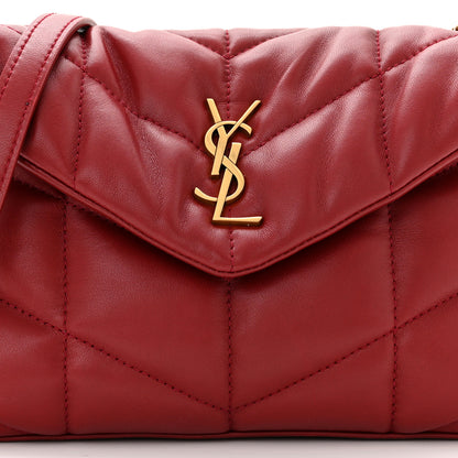 Saint Laurent Lambskin Quilted Toy Loulou Puffer Monogram Chain Satchel Red 8 of 10