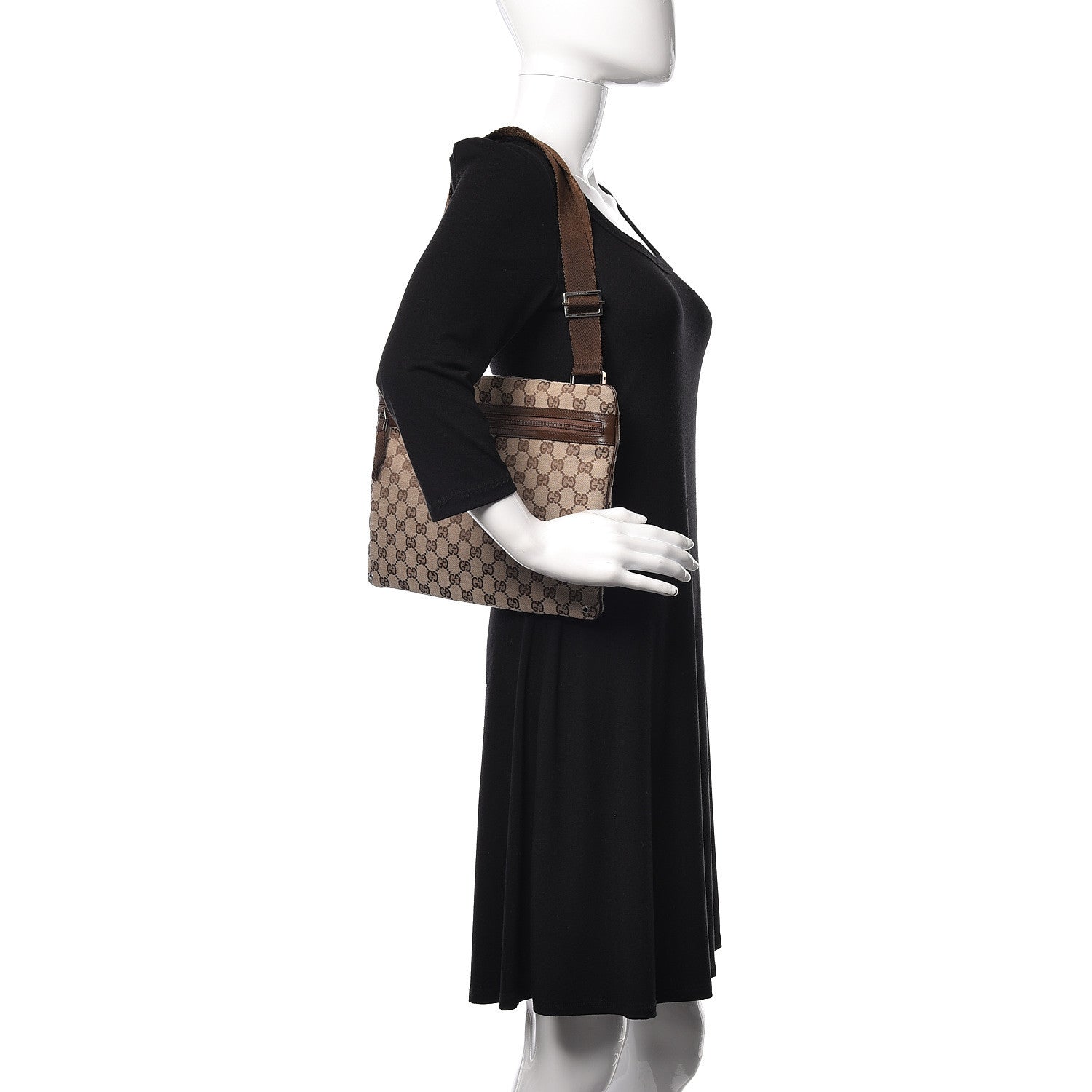 Gucci Monogram Flat Messenger Bag Dark Brown 2 of 13
