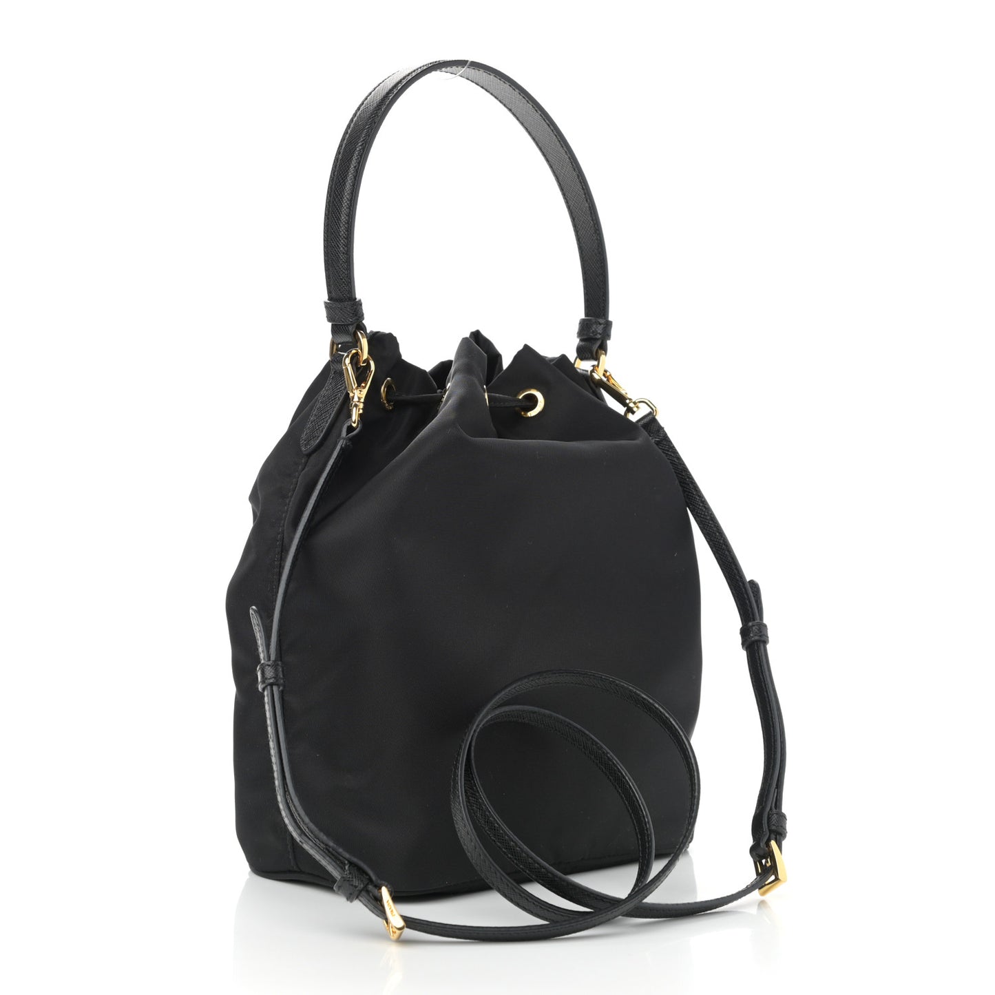 Re-Nylon Duet Drawstring Shoulder Bag Black