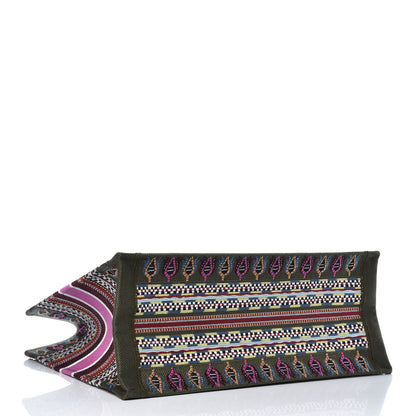 Christian Dior Canvas Embroidered Book Tote Olive Multicolor 4 of 12
