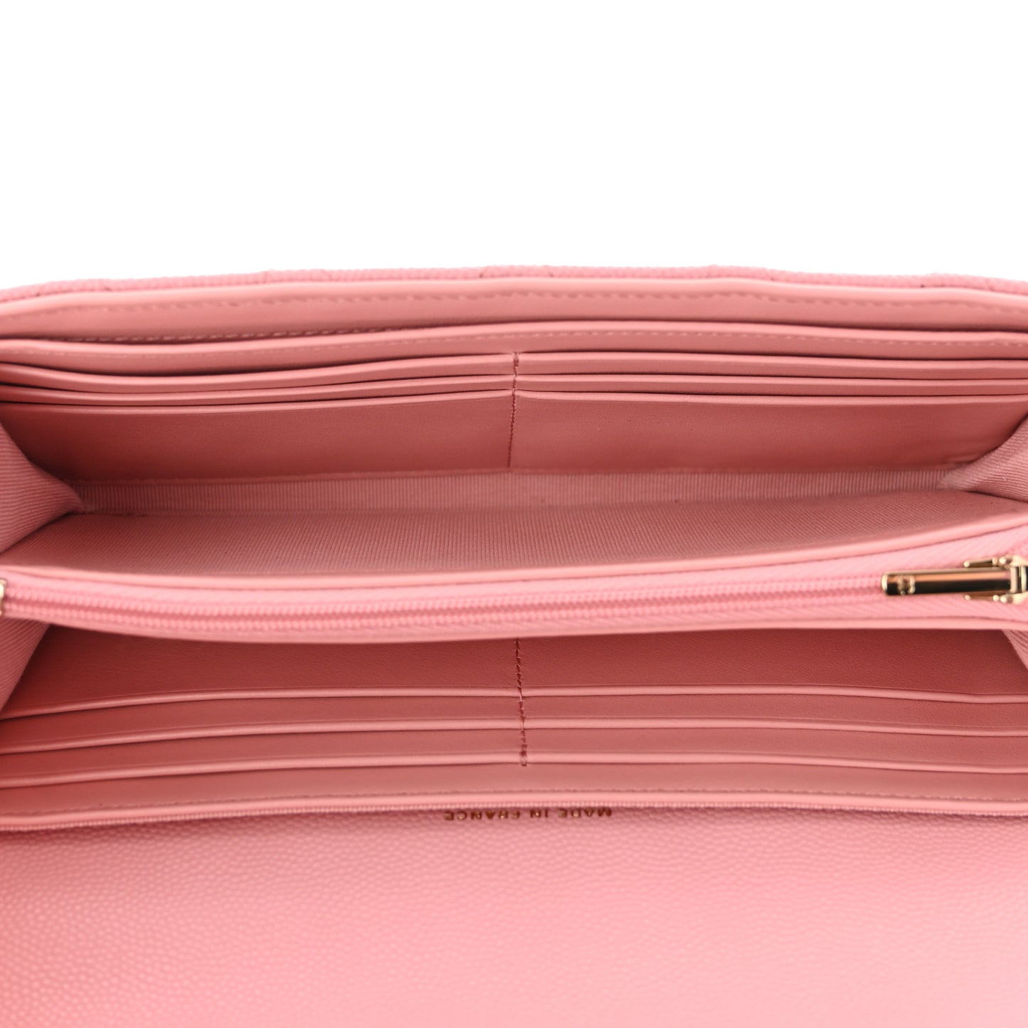 Caviar Quilted Large Gusset Flap Wallet Light Pink