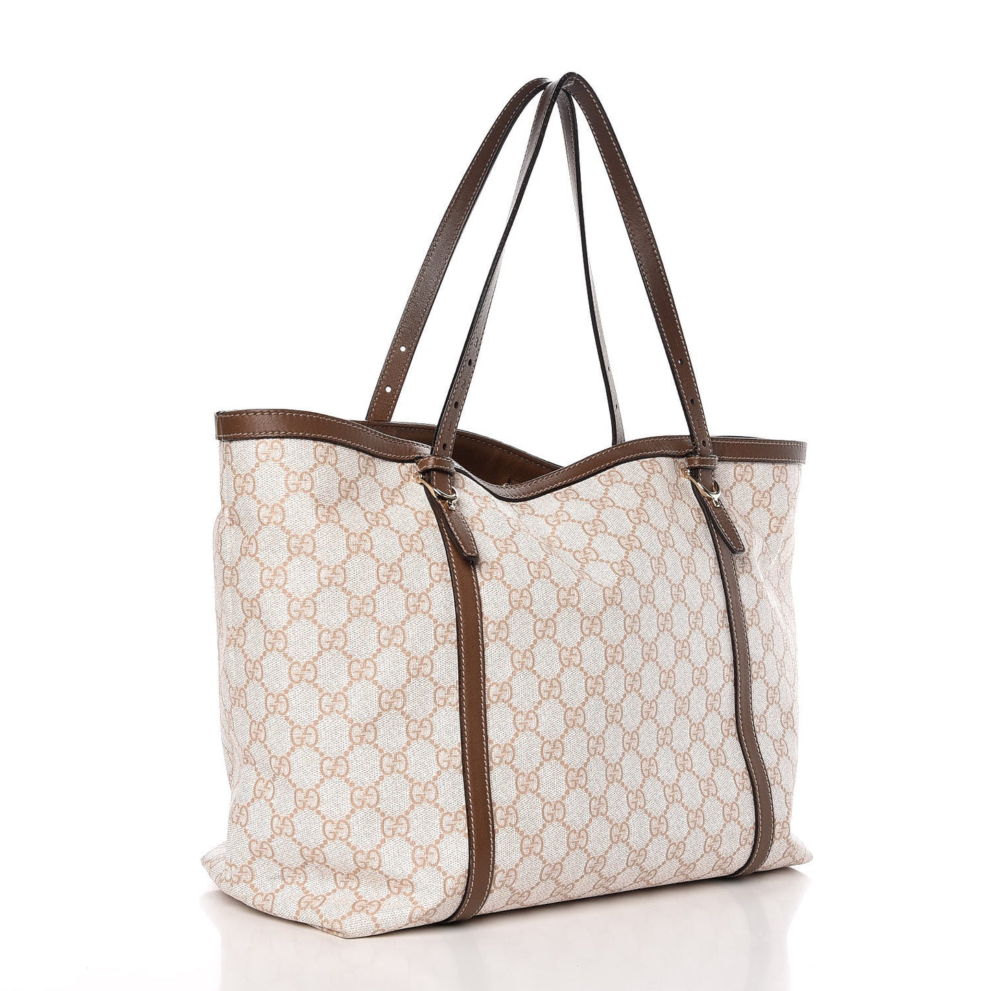GG Supreme Monogram Calfskin Medium Nice Tote New Mystic White Beige Brown