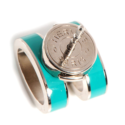 Hermes Palladium Lacquered Pop H Earrings Emerald 4 of 8