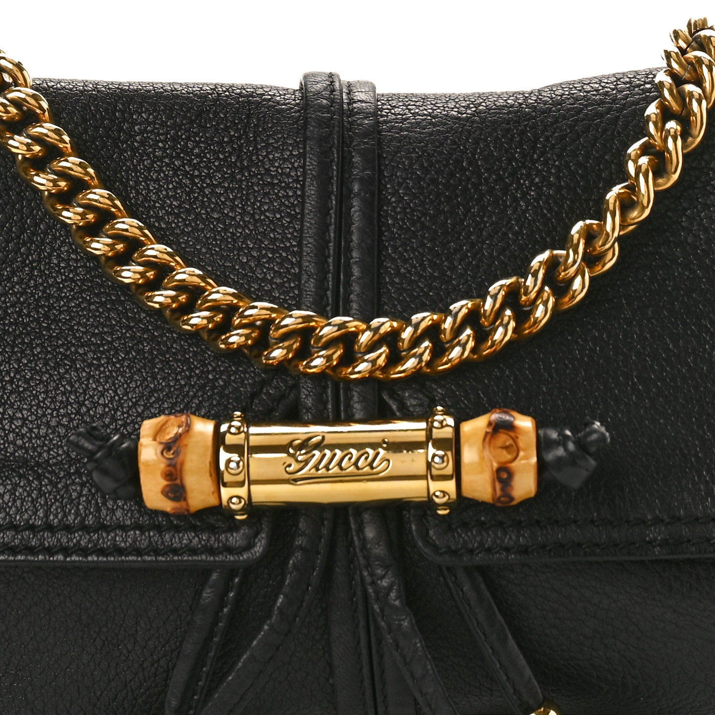 Calfskin Bamboo Croisette Evening Bag Black